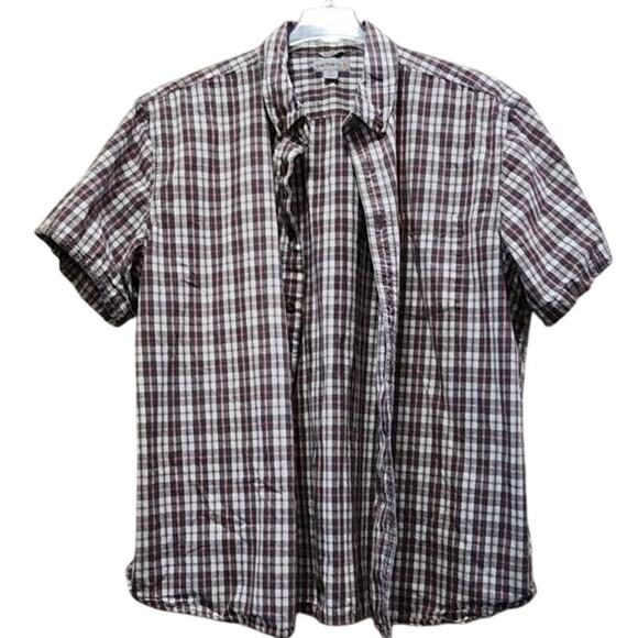 Carhartt Men's Plaid Short-Sleeve Button-Down Front Pocket Plaid Shirt 2XL - Picture 3 of 5